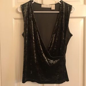 Dark Green Velvat Sleeveless Top